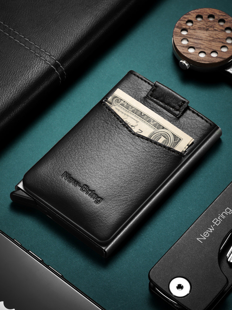 マネークリップ 本革調カードケース付きマネークリップ財布