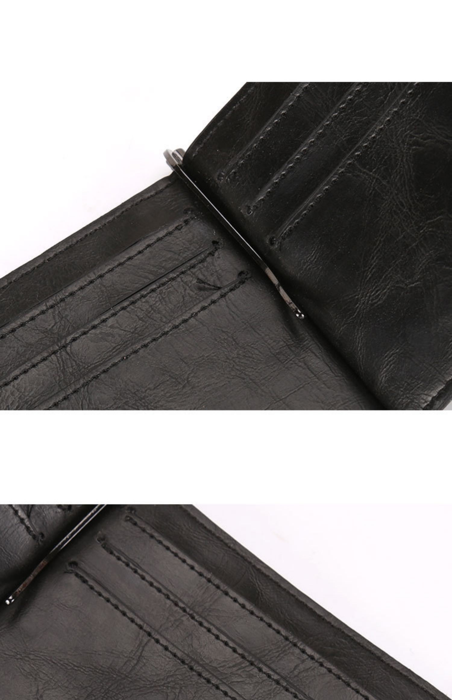 マネークリップ 薄型本革二つ折りマネークリップ付き札入れ