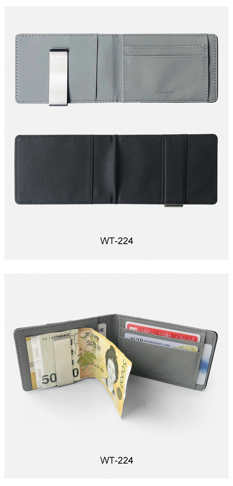 マネークリップ 多機能カードポケット付き金属製挟み込み式二つ折り財布