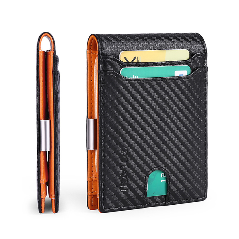 マネークリップ 炭素繊維調二つ折りマネークリップ財布