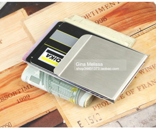 マネークリップ ステンレス製薄型二つ折り札挟み