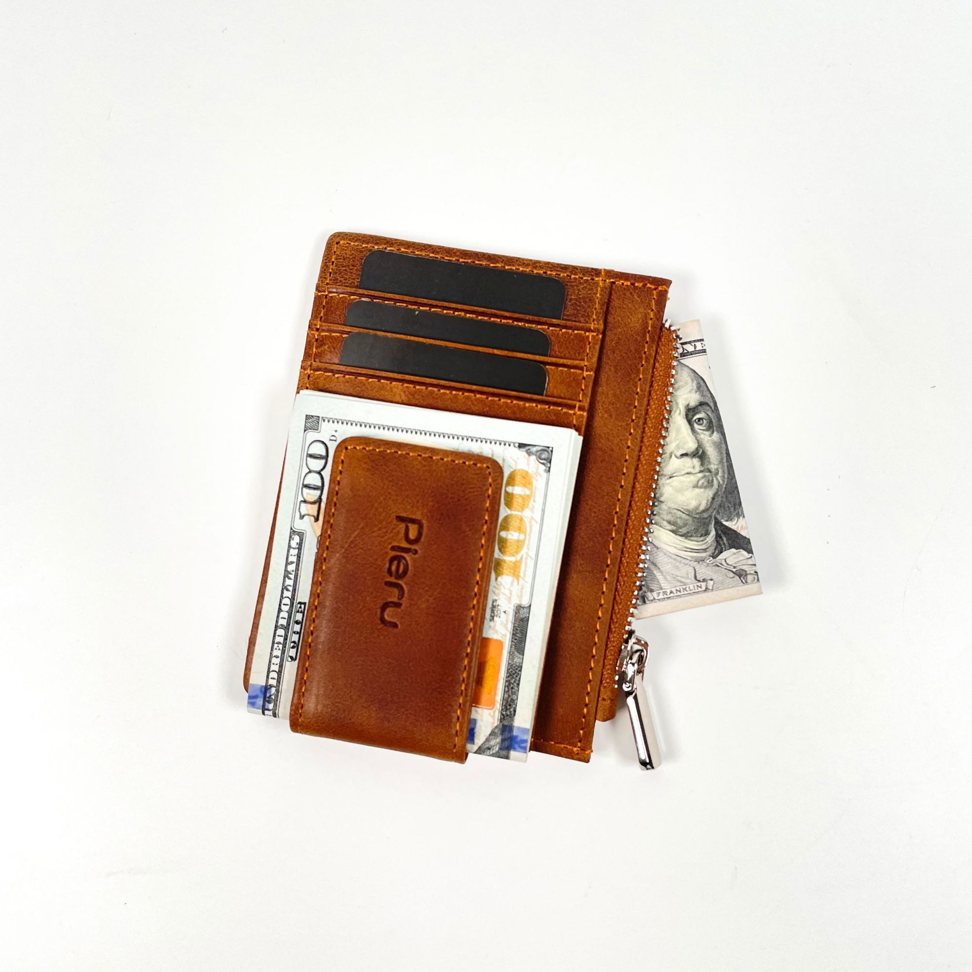 マネークリップ 本革小銭入れ付きマネークリップ カード収納財布