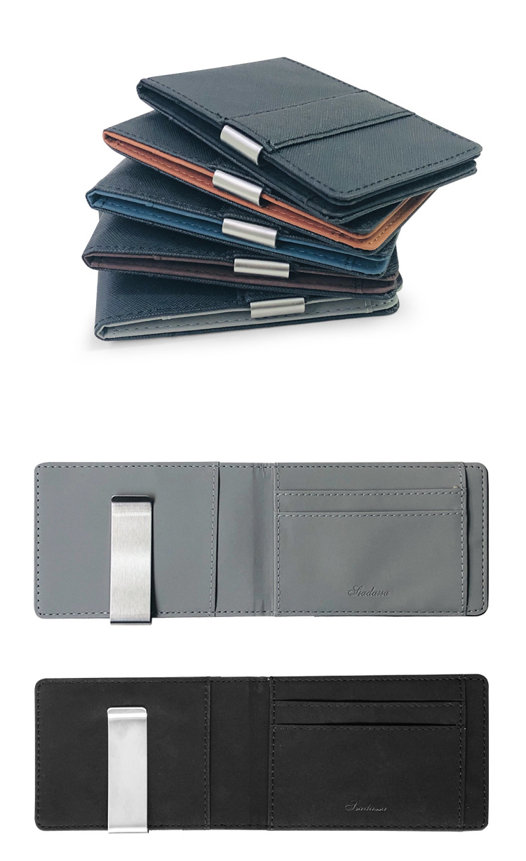 マネークリップ 多機能カードポケット付き金属製挟み込み式二つ折り財布