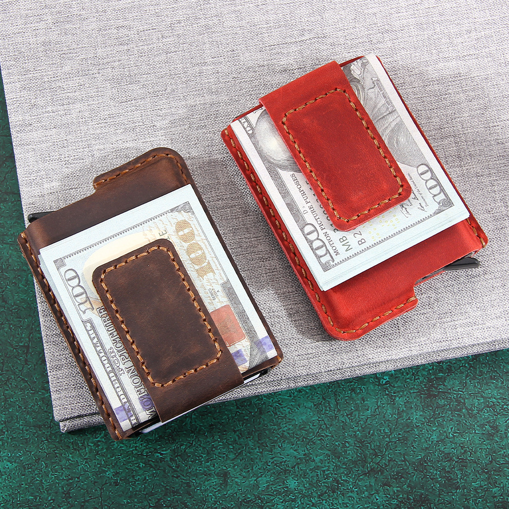 マネークリップ 本革カードケース付きマネークリップ財布