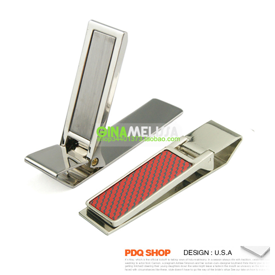 マネークリップ 高級金属製二つ折り札挟み