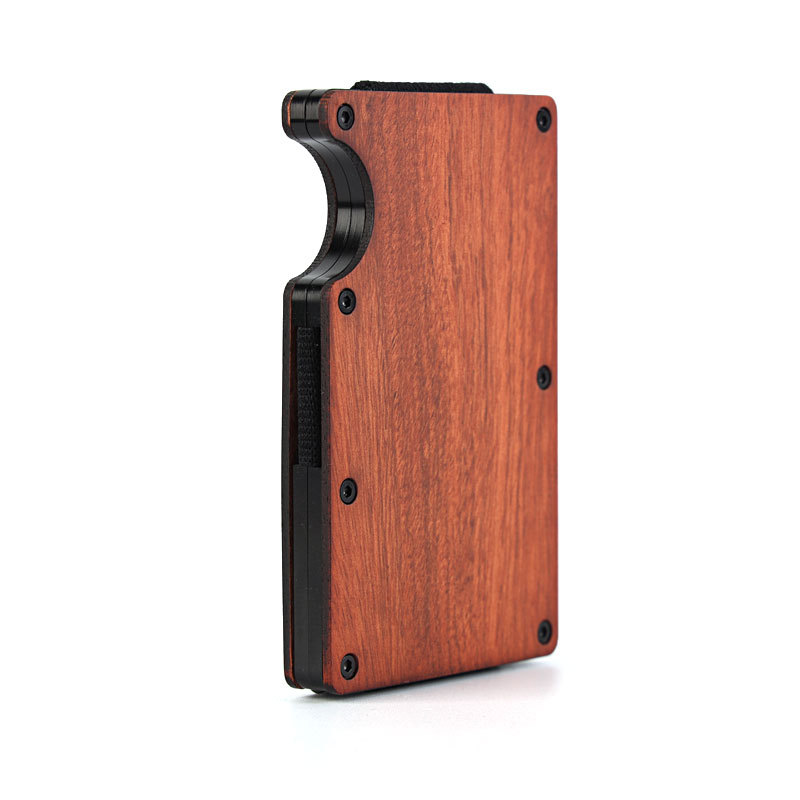 マネークリップ 木製フレーム金属クリップ式薄型財布