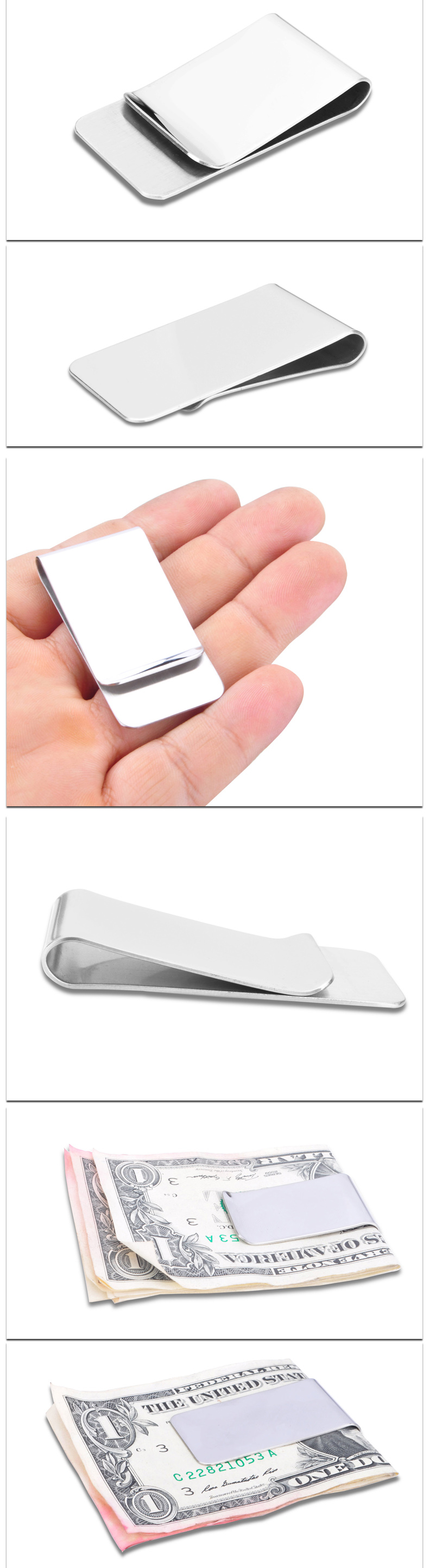 マネークリップ 薄型金属製マネークリップカードケース付き二つ折り財布