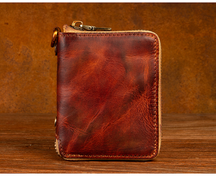 マネークリップ 職人手縫い本革製マネークリップ小銭入れ付き財布