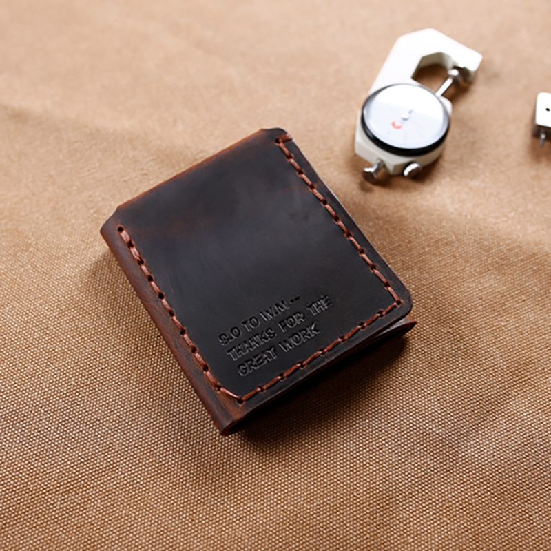 マネークリップ 本革手縫いステッチ二つ折りマネークリップカードケース