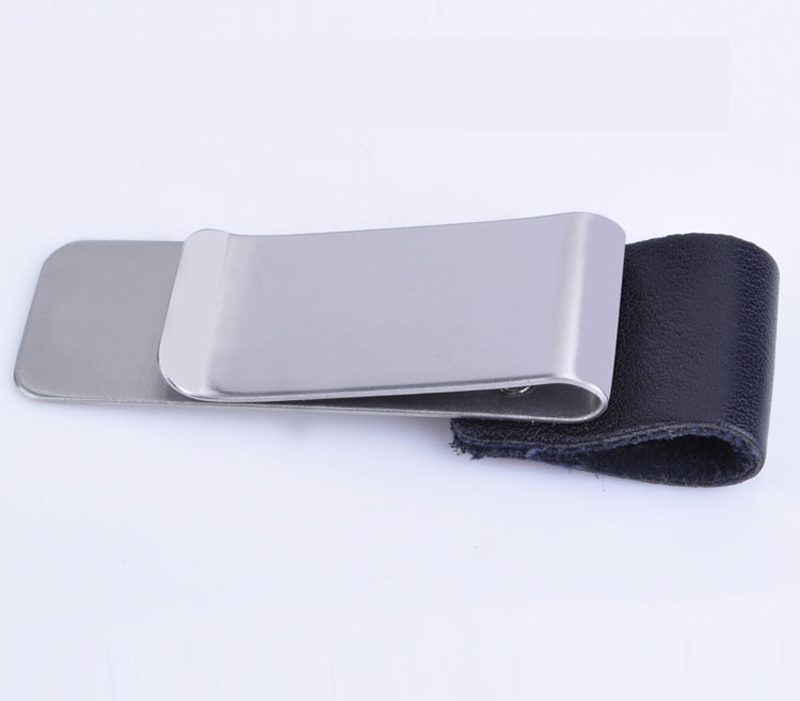 マネークリップ 上質革製二つ折りマネークリップ財布