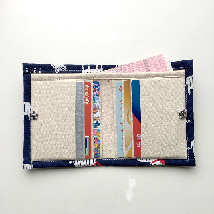 マネークリップ 手作り布製二つ折りマネークリップ カードケース付き