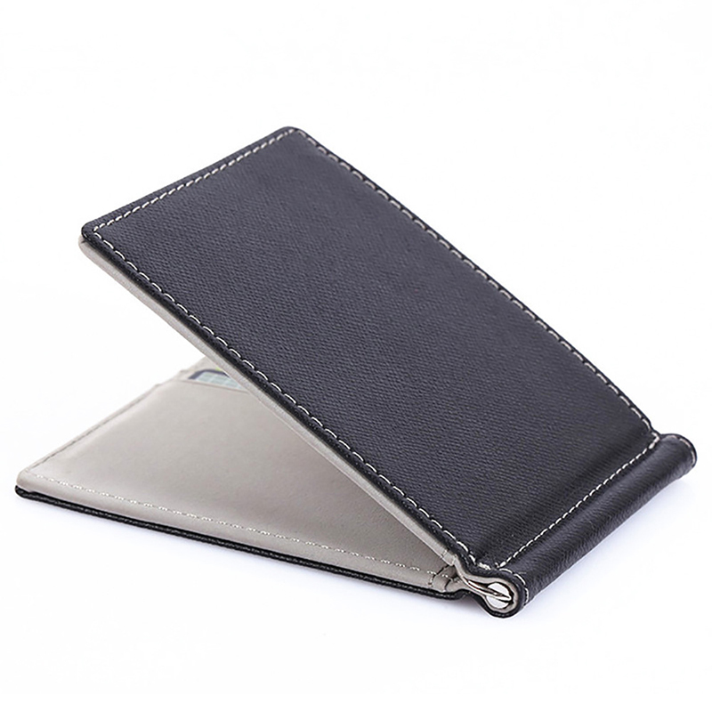 マネークリップ 薄型本革二つ折りマネークリップ金具付き