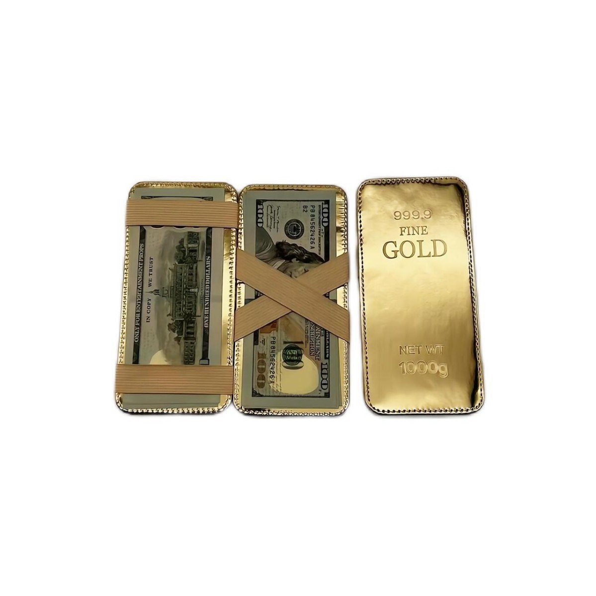 マネークリップ 金塊デザイン二つ折りマネークリップ財布