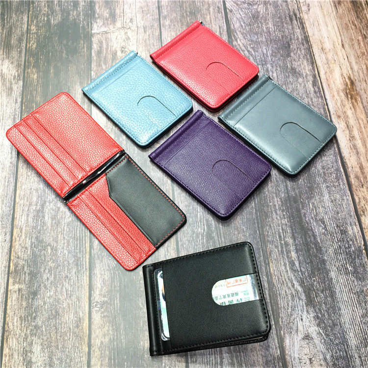 本格牛革使用型押し模様二つ折りマネークリップ