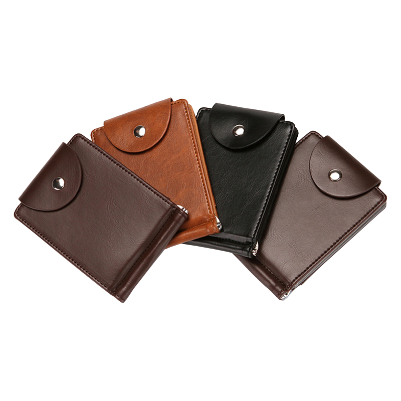 マネークリップ 本革製多機能金属挟み付き二つ折り札入れ