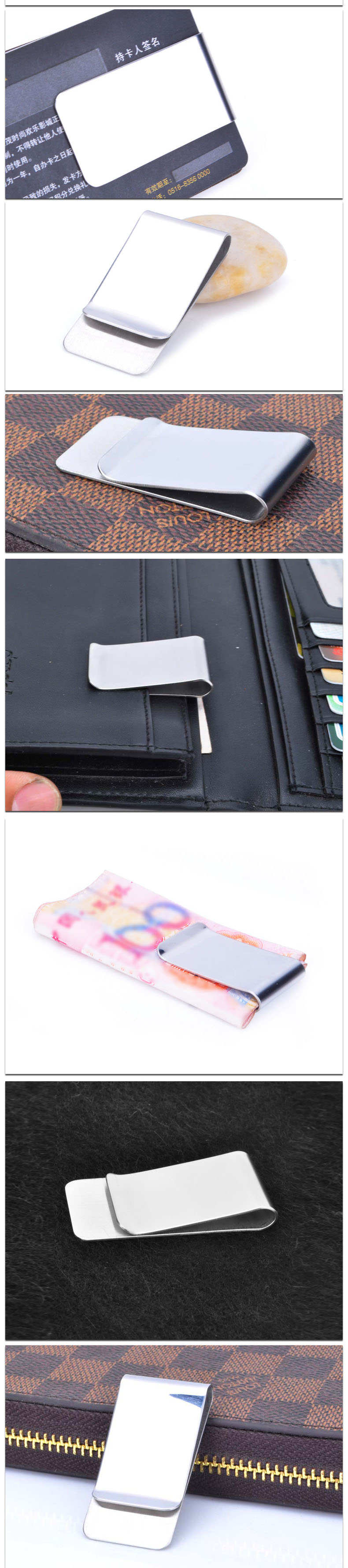 マネークリップ 薄型金属製マネークリップカードケース付き二つ折り財布