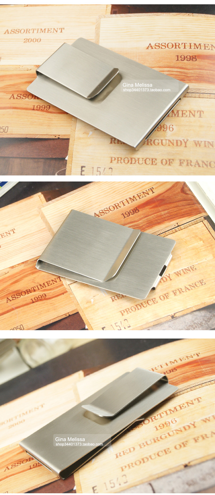 マネークリップ ステンレス製薄型二つ折り札挟み