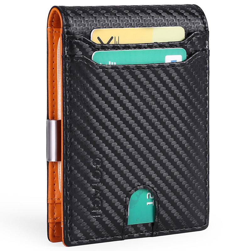 マネークリップ 炭素繊維調二つ折りマネークリップ財布