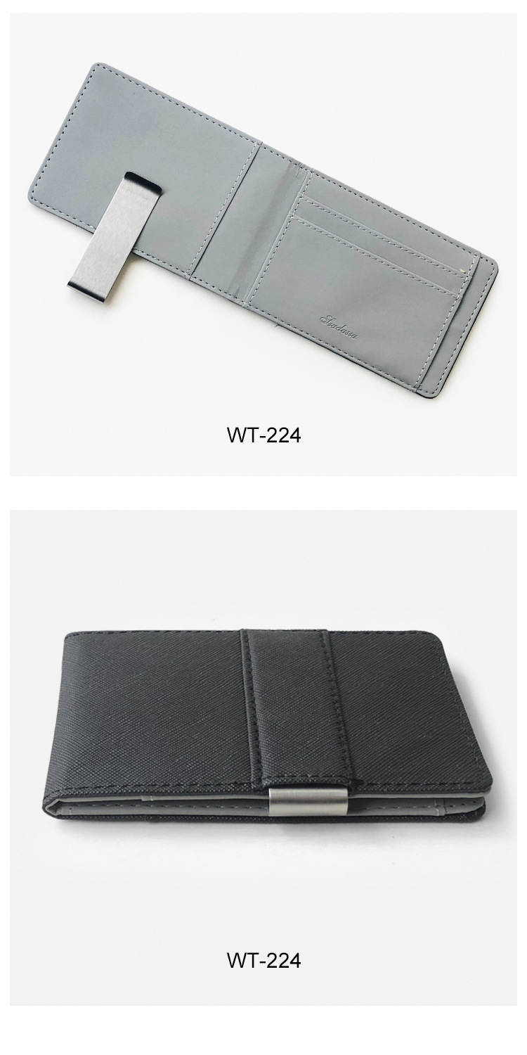 マネークリップ 多機能カードポケット付き金属製挟み込み式二つ折り財布