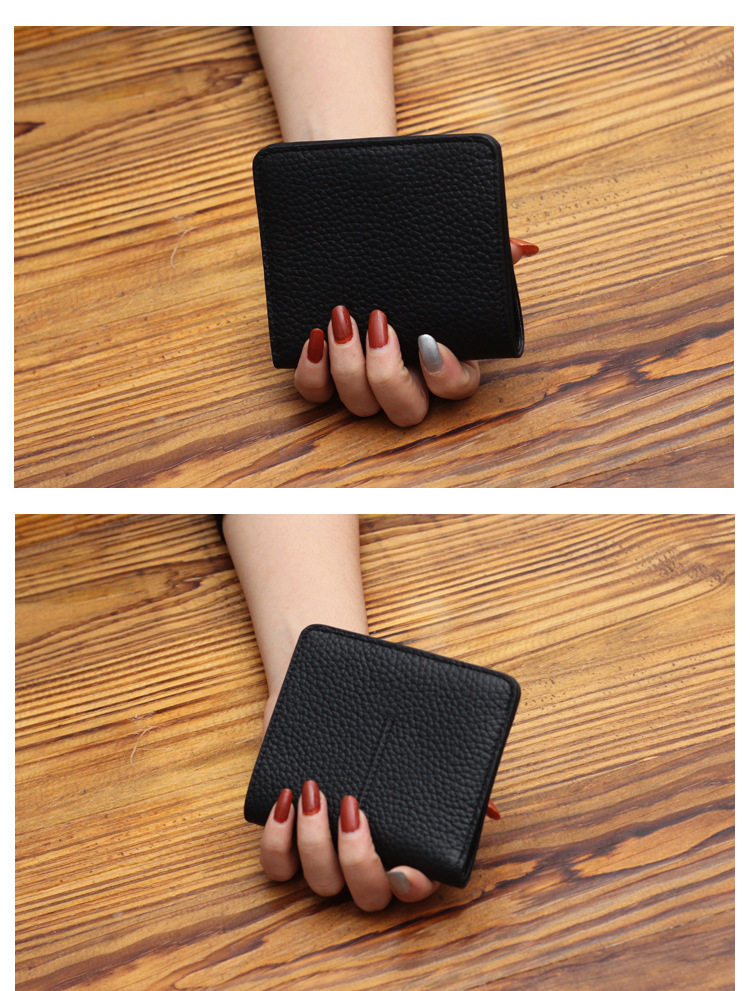 マネークリップ 本革シボ加工二つ折りマネークリップ財布