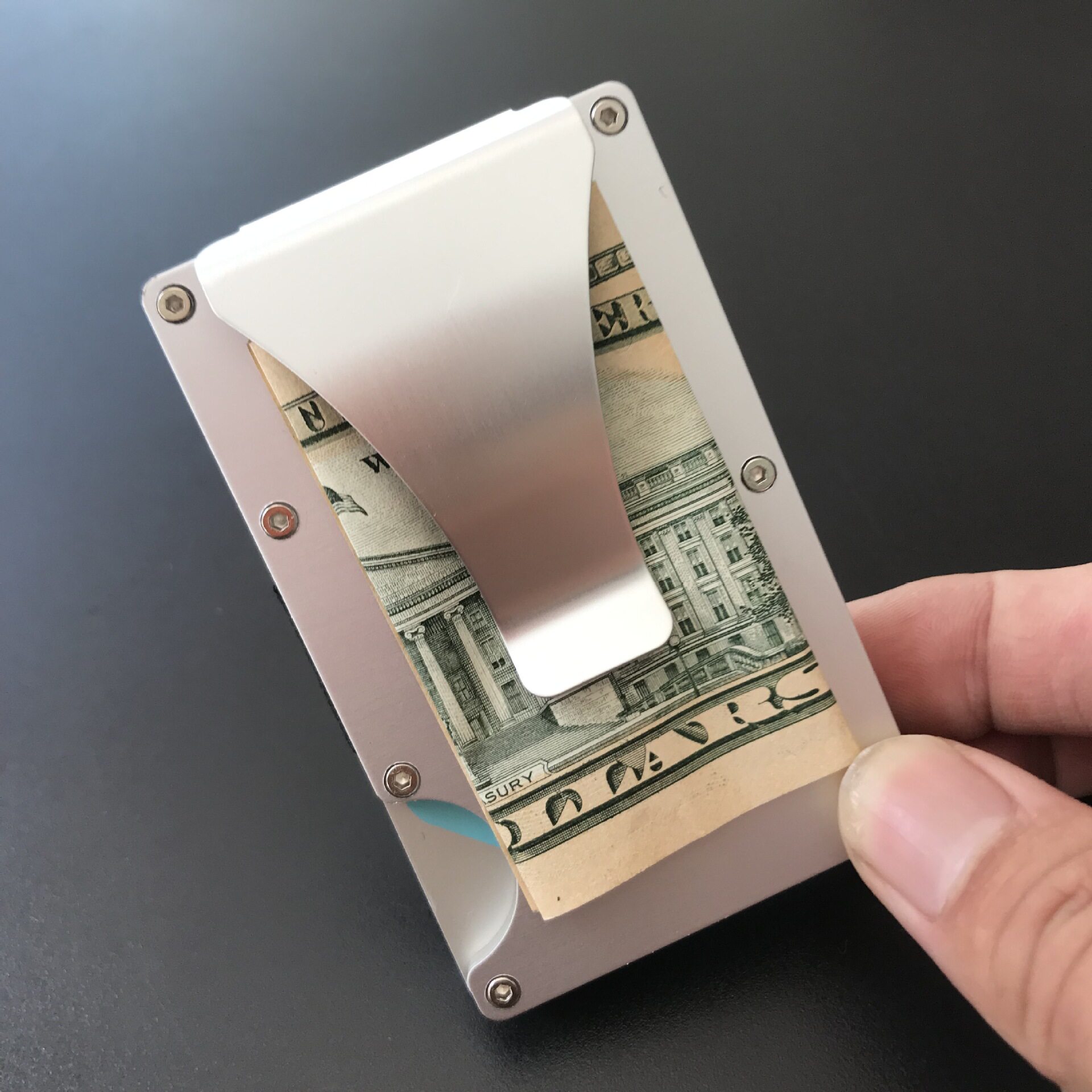 アルミ製スリムマネークリップカードケース付き財布