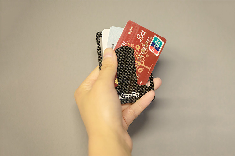 マネークリップ カーボン繊維製スリムマネークリップカードケース付き財布