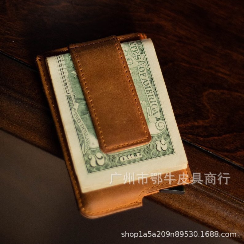 マネークリップ 本革製カードケース付きマネークリップ財布