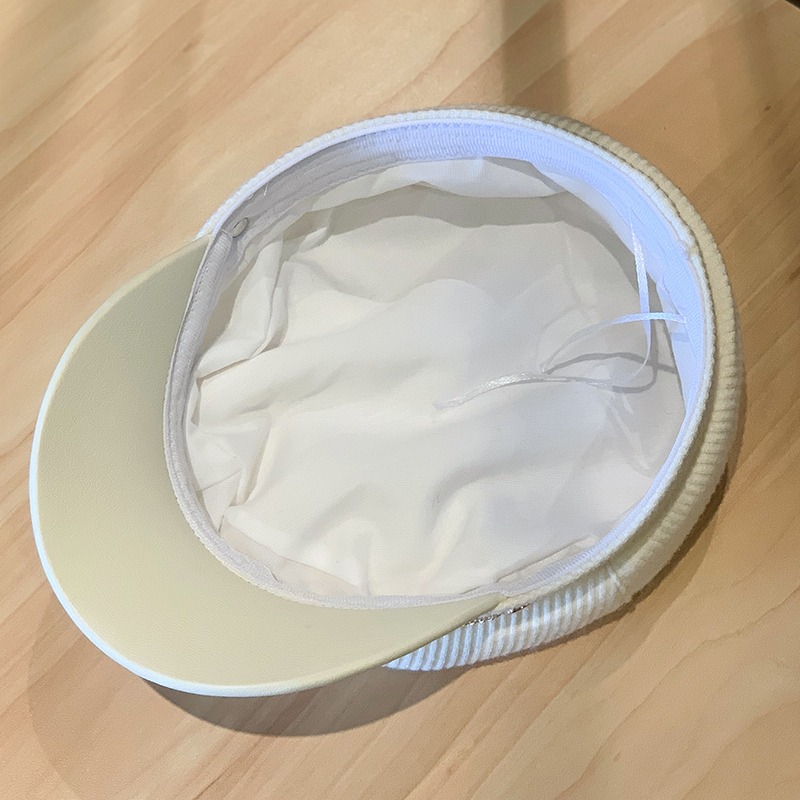 コーデュロイキャスケット レディース小顔効果パール装飾マリンキャップ