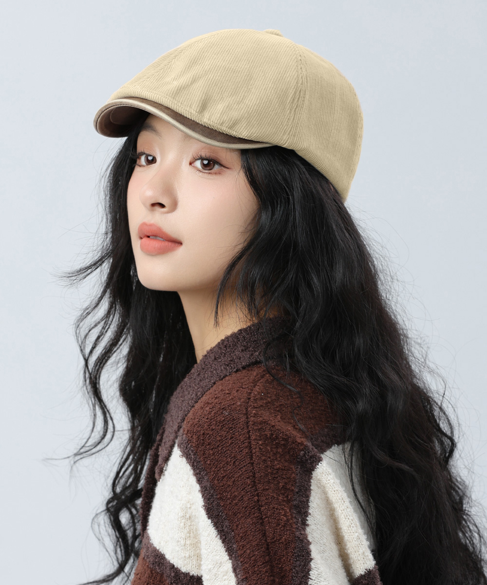 レディース コーデュロイ キャスケット ハンチング 小顔効果