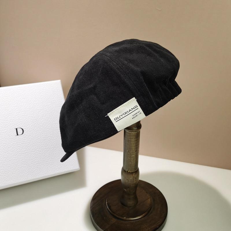 秋冬新作 小顔効果キャスケット 無地シンプル つば付き帽子