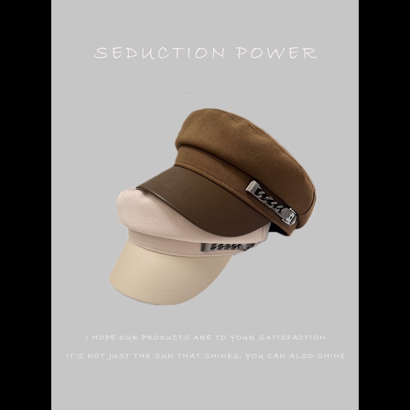 レディース キャスケット 合成レザー つば付き帽子