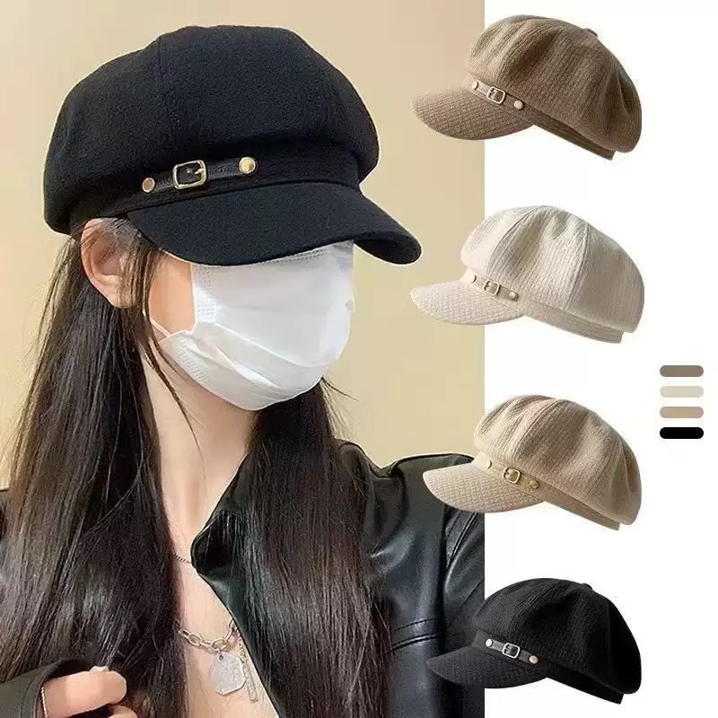  ベルト飾り付きウールマリンキャスケット