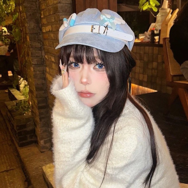 ツイード キャスケット 装飾付き 帽子 レディース