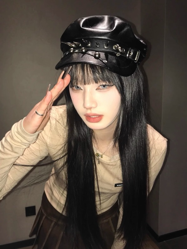 レザーキャスケット 上質帽子 レディース お出かけ用
