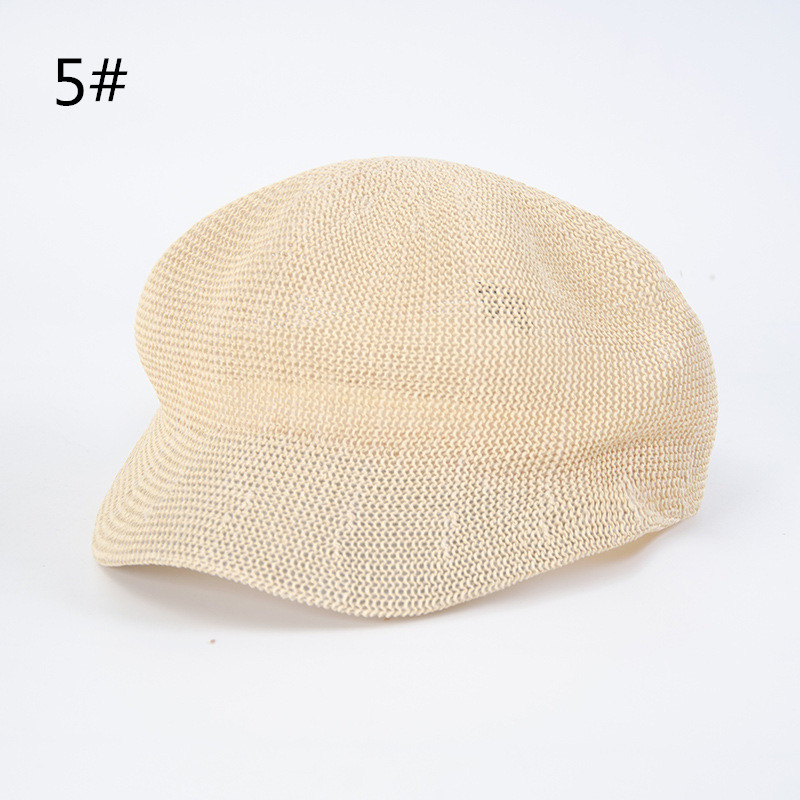 透かし編み麦わらキャスケット 春夏 通勤 旅行 女性用