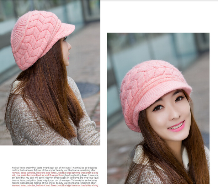 レディース ケーブル編み ニットキャスケット 防寒帽子