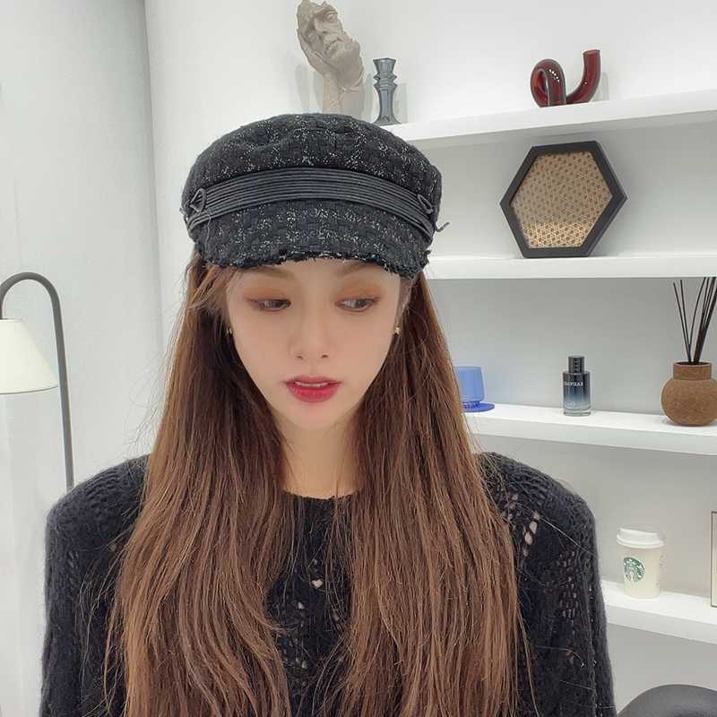 リネン素材のレトロキャスケット帽