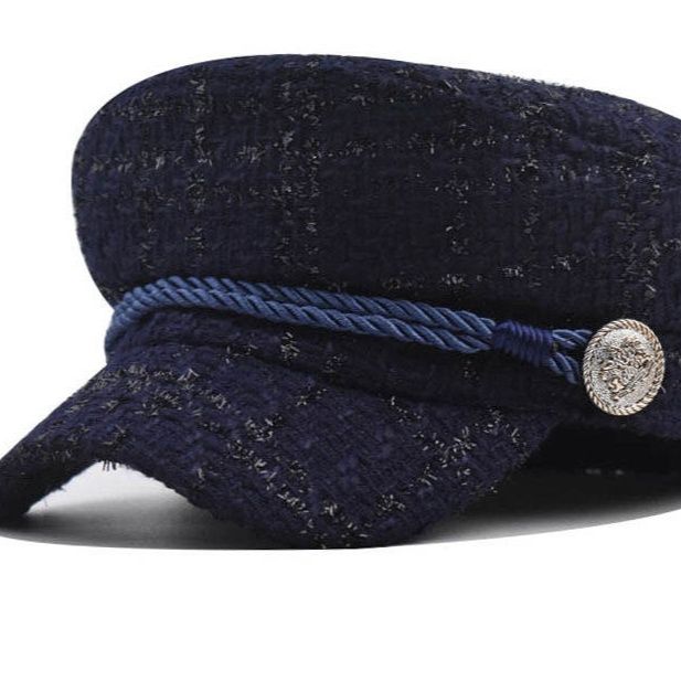 キャスケット マリン帽子 つば広 小顔効果 女性用ツイード