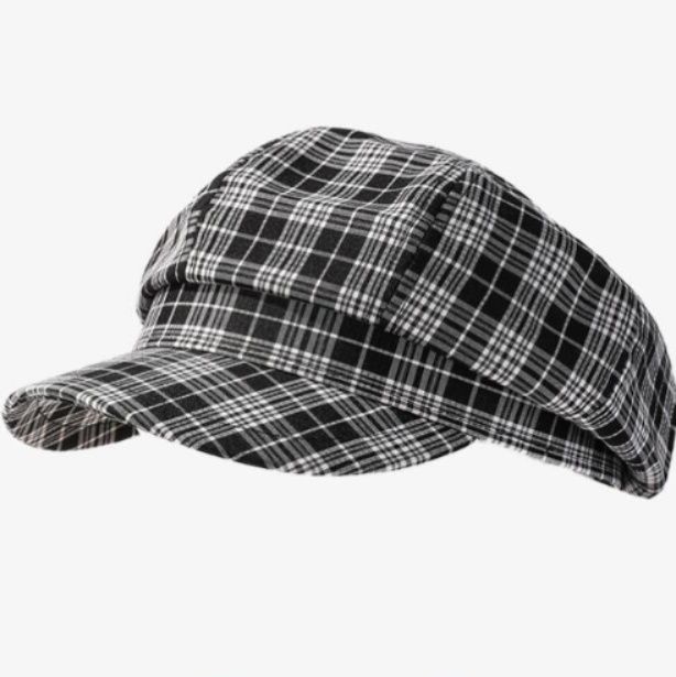 新作チェック柄キャスケット男女兼用復古　ツイード帽子　