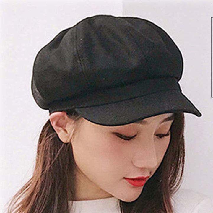 秋冬レディースキャスケット帽子防寒無地ウールタッチ