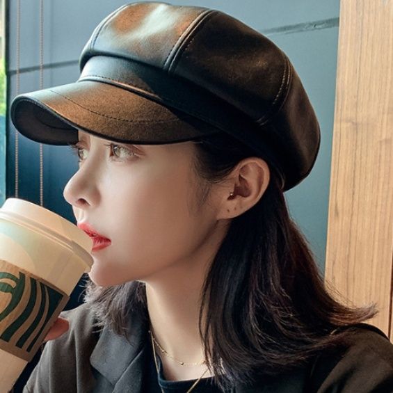 立体帽レザーボリュームキャスケット