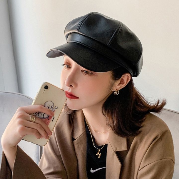 立体帽レザーボリュームキャスケット