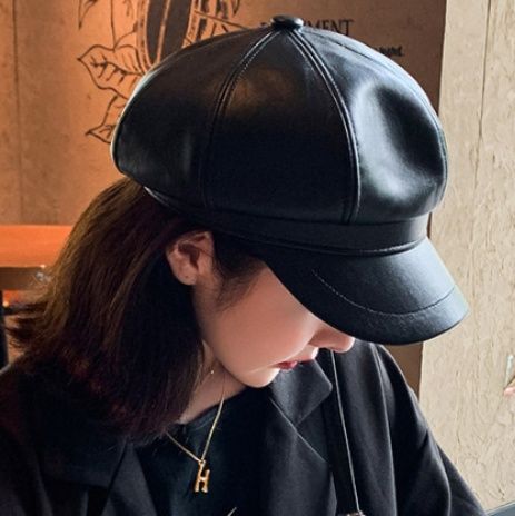 立体帽レザーボリュームキャスケット