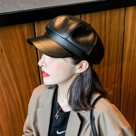 立体帽レザーボリュームキャスケット