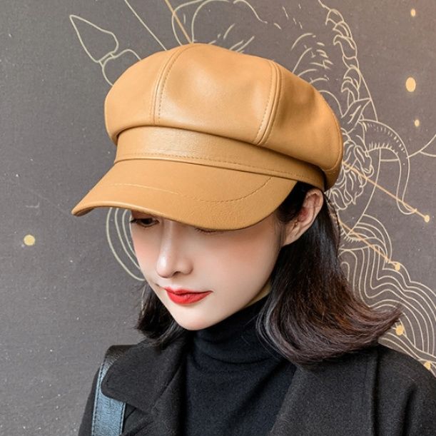 立体帽レザーボリュームキャスケット