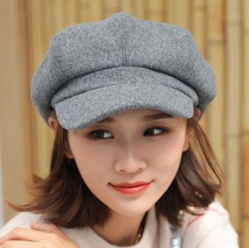 ベレー風ウールボリュームキャスケット調節紐付き