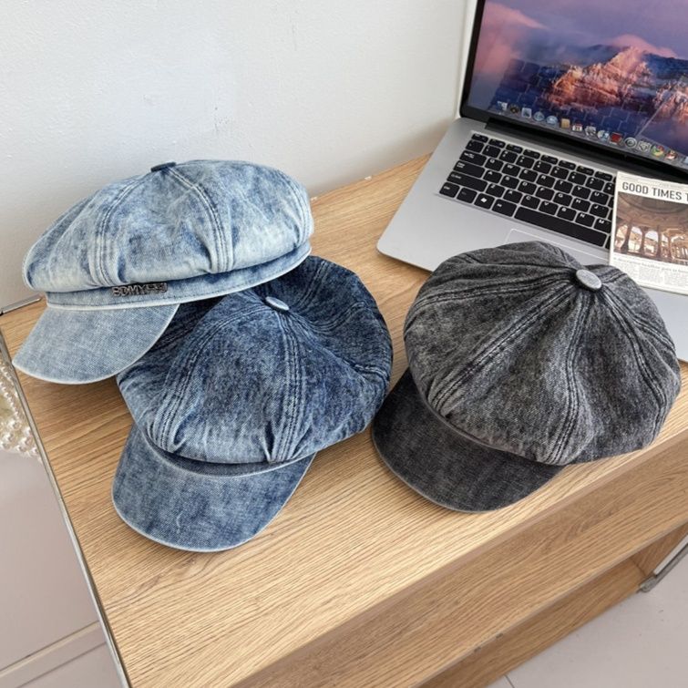 八角形デニム生地キャスケット帽子