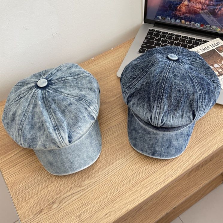 八角形デニム生地キャスケット帽子