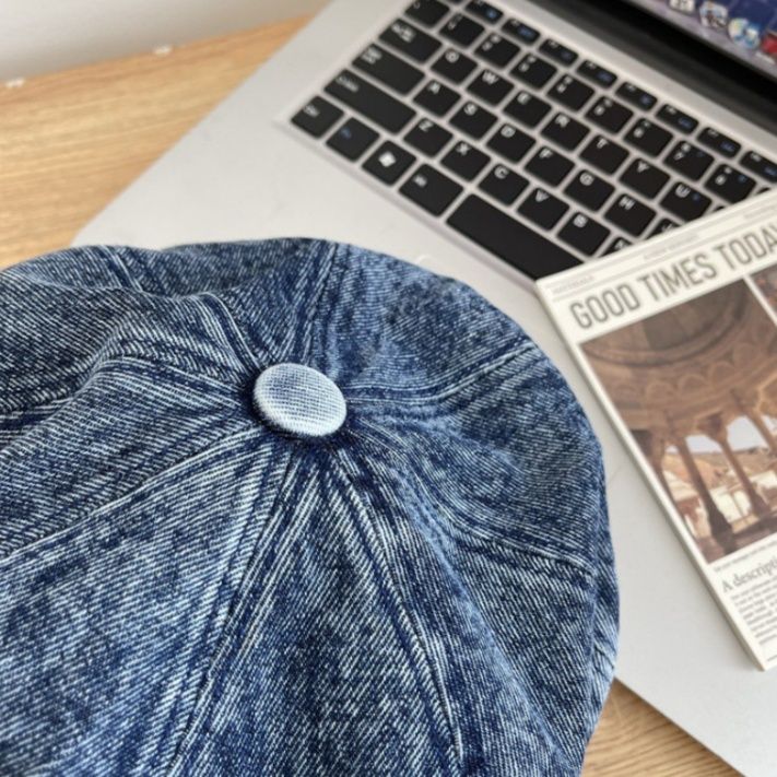 八角形デニム生地キャスケット帽子