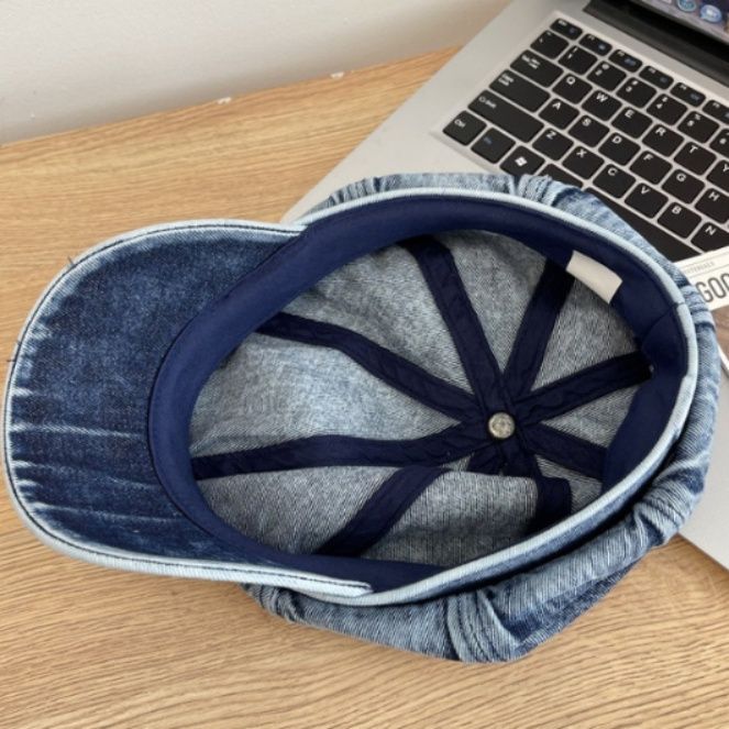 八角形デニム生地キャスケット帽子